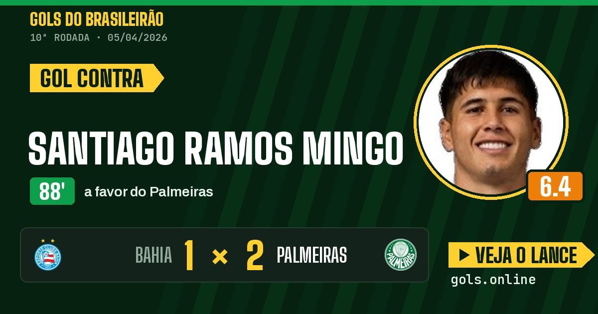 Gol de Santiago Ramos Mingo aos 88 minutos em Bahia 1 x 2 Palmeiras