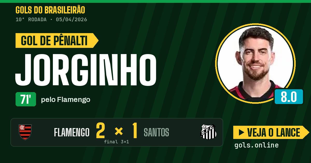 Gol de Jorginho aos 71 minutos em Flamengo 3 x 1 Santos