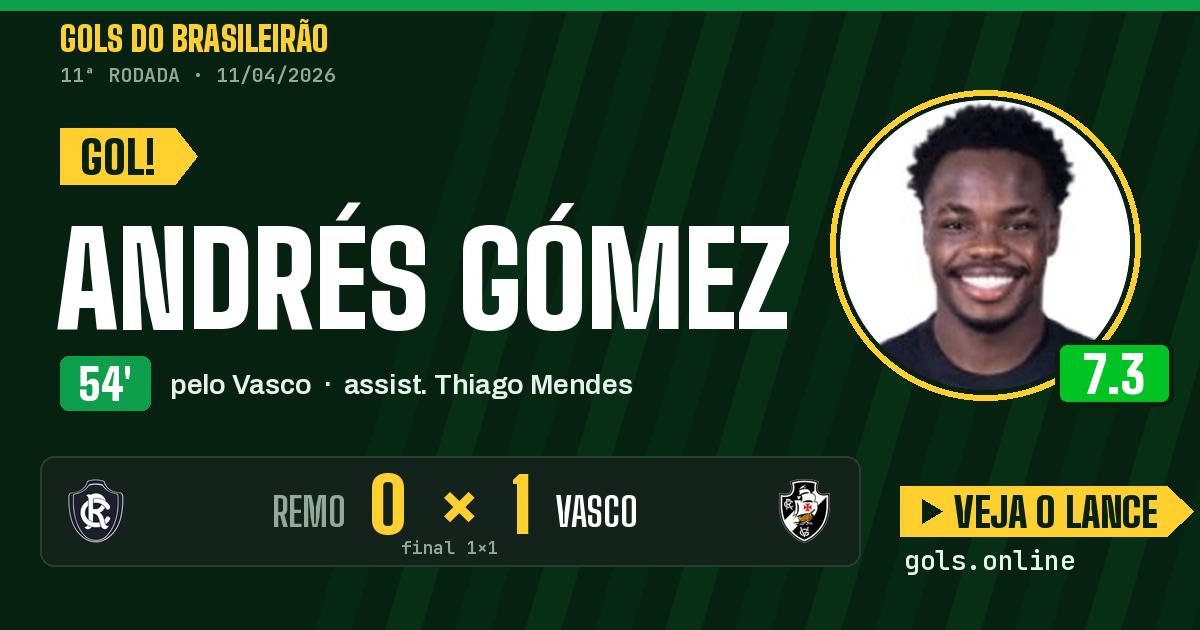 Gol de Andrés Gómez aos 54 minutos em Remo 1 x 1 Vasco