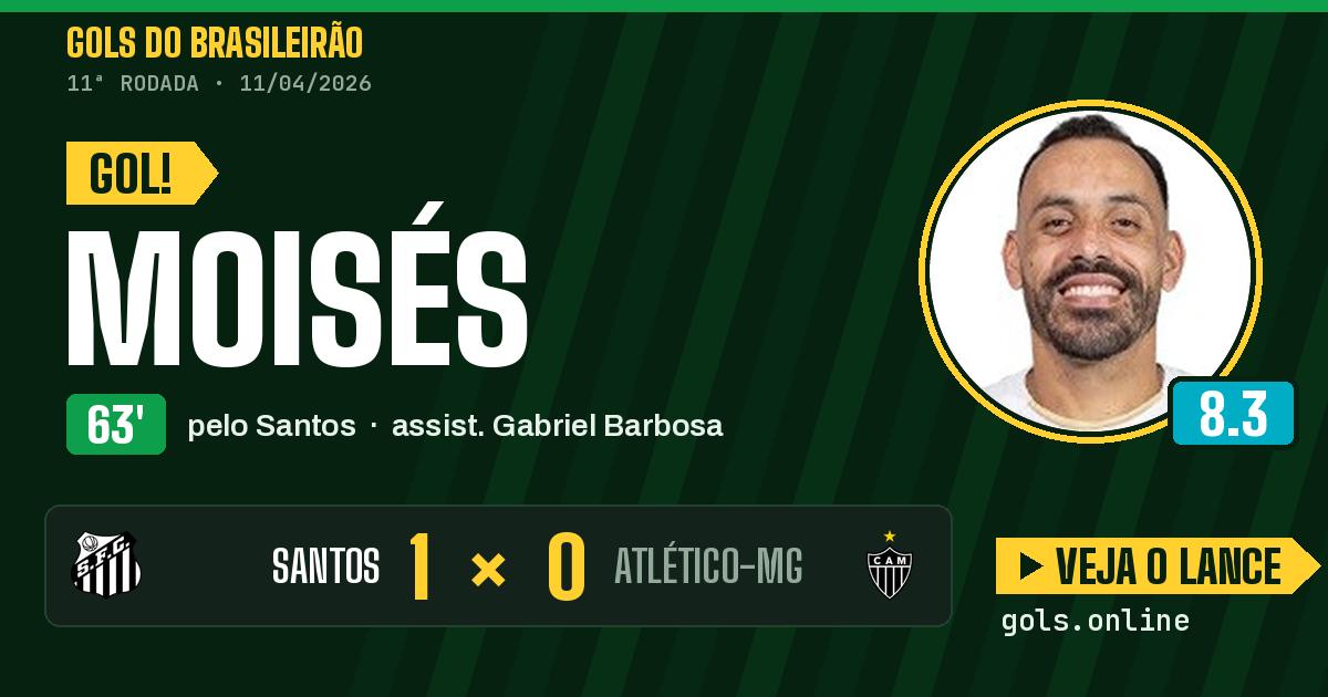 Gol de Moisés aos 63 minutos em Santos 1 x 0 Atlético-MG