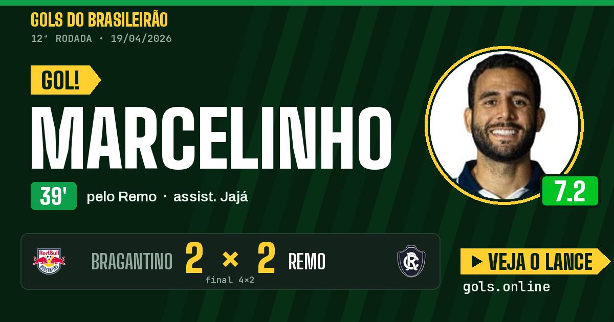 Gol de Marcelinho aos 39 minutos em Bragantino 4 x 2 Remo
