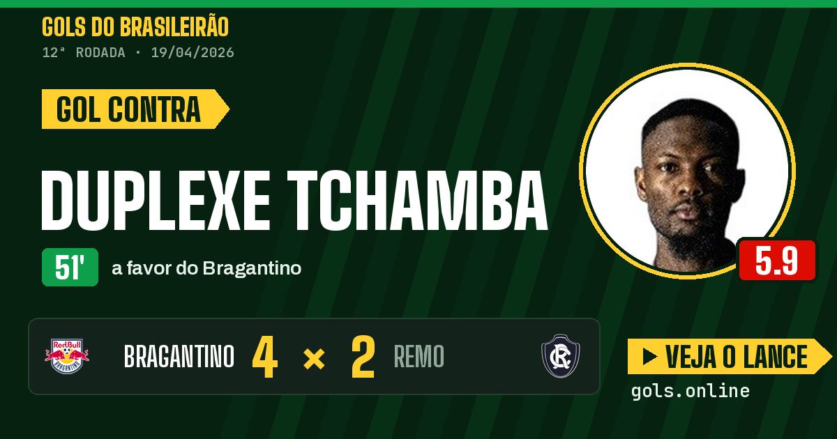 Gol de Duplexe Tchamba aos 51 minutos em Bragantino 4 x 2 Remo