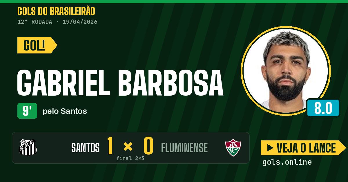 Gol de Gabriel Barbosa aos 9 minutos em Santos 2 x 3 Fluminense