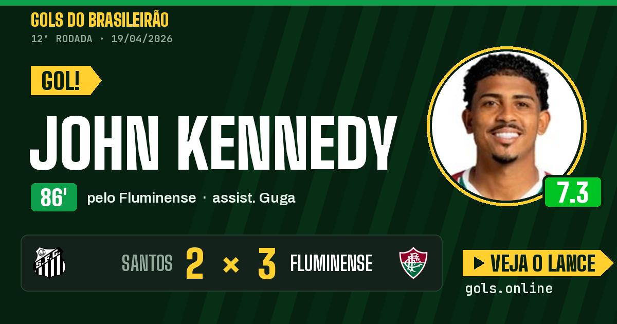 Gol de John Kennedy aos 86 minutos em Santos 2 x 3 Fluminense