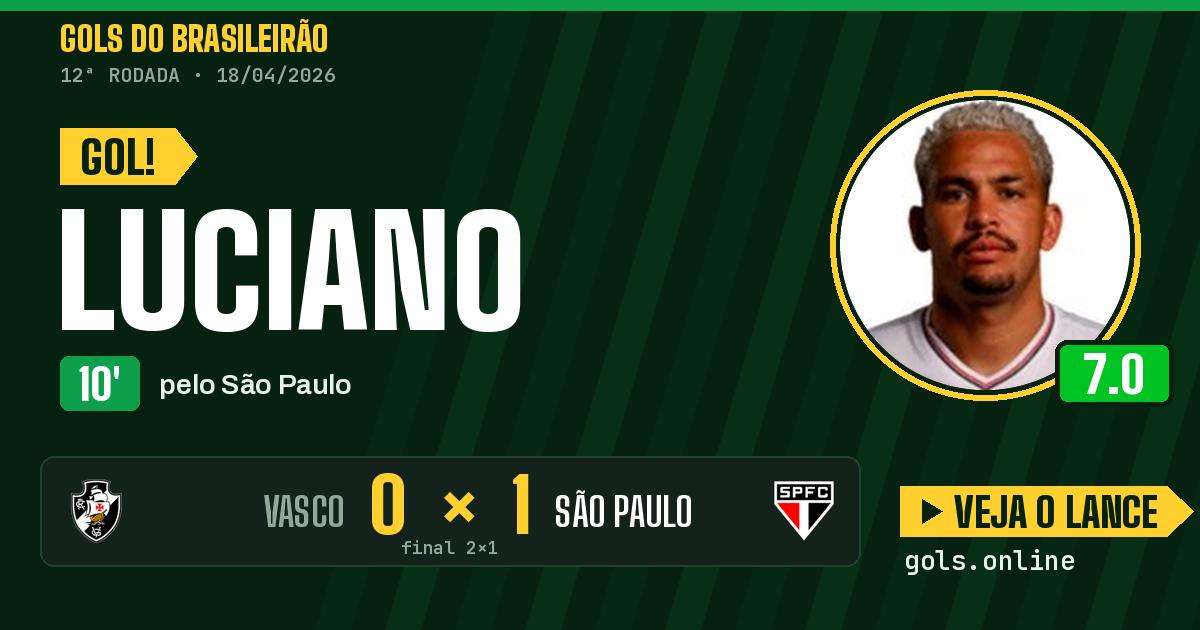 Gol de Luciano aos 10 minutos em Vasco 2 x 1 São Paulo