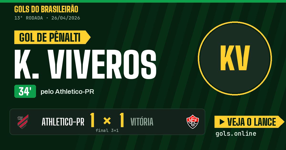 Gol de K. Viveros aos 34 minutos em Athletico-PR 3 x 1 Vitória