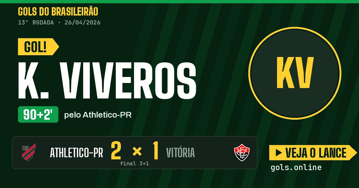 Gol de K. Viveros aos 90+2 minutos em Athletico-PR 3 x 1 Vitória