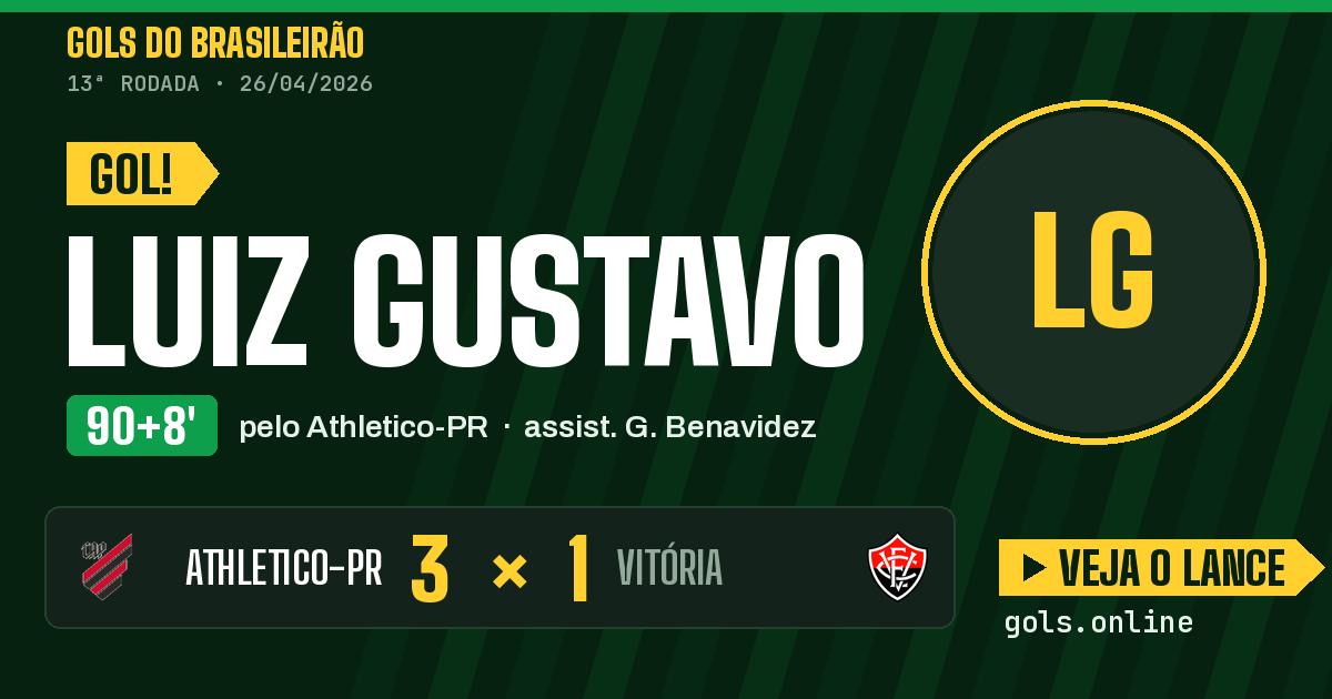 Gol de Luiz Gustavo aos 90+8 minutos em Athletico-PR 3 x 1 Vitória