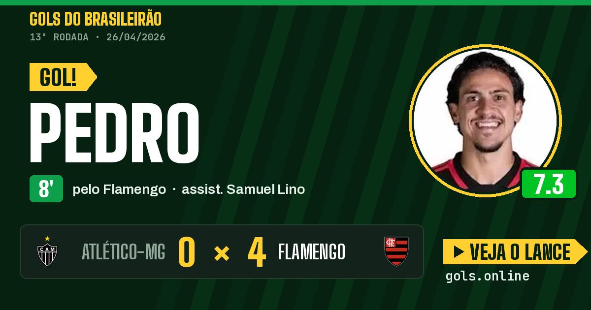 Gol de Pedro aos 8 minutos em Atlético-MG 0 x 4 Flamengo