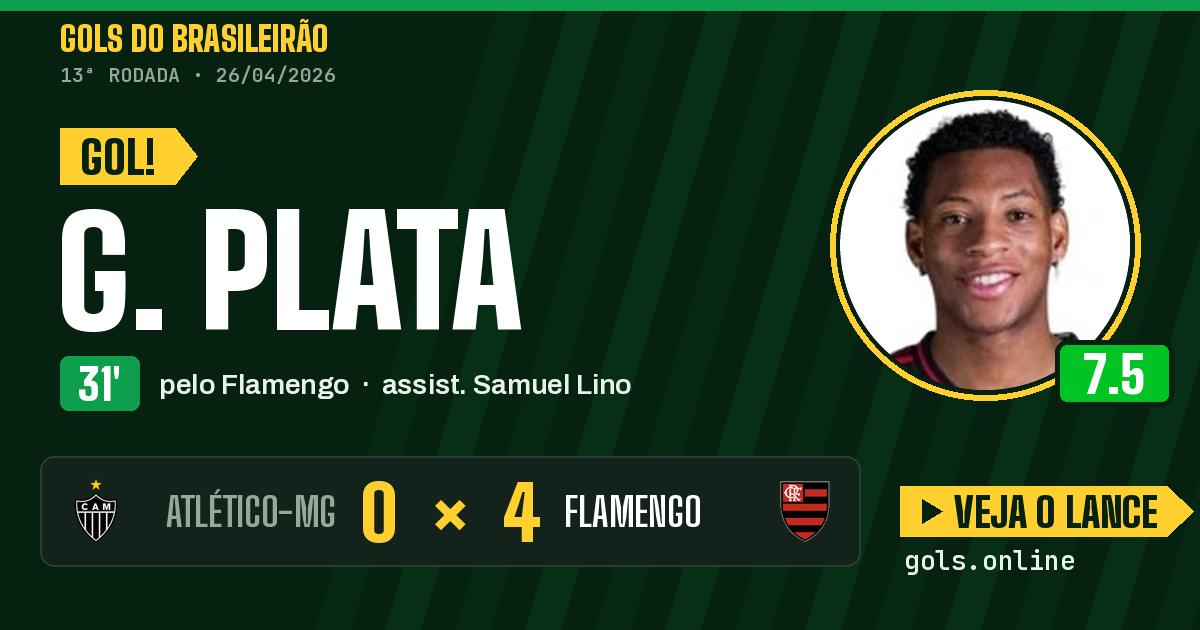 Gol de G. Plata aos 31 minutos em Atlético-MG 0 x 4 Flamengo