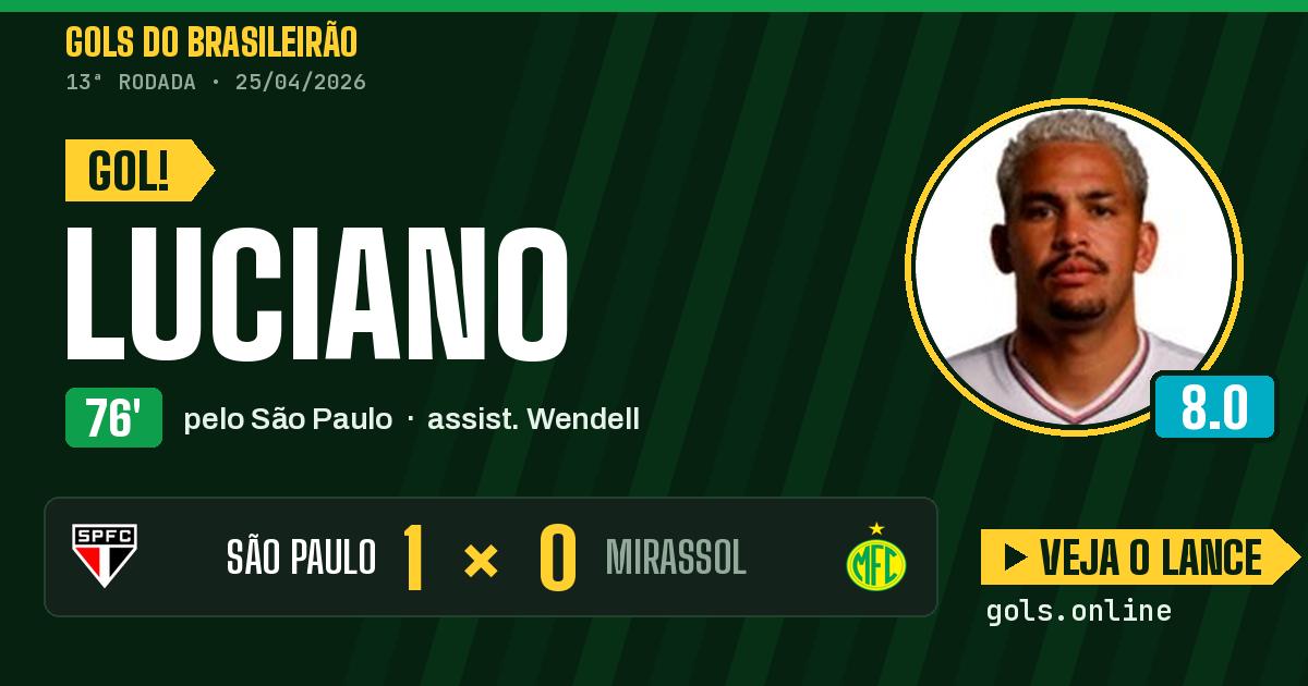 Gol de Luciano aos 76 minutos em São Paulo 1 x 0 Mirassol