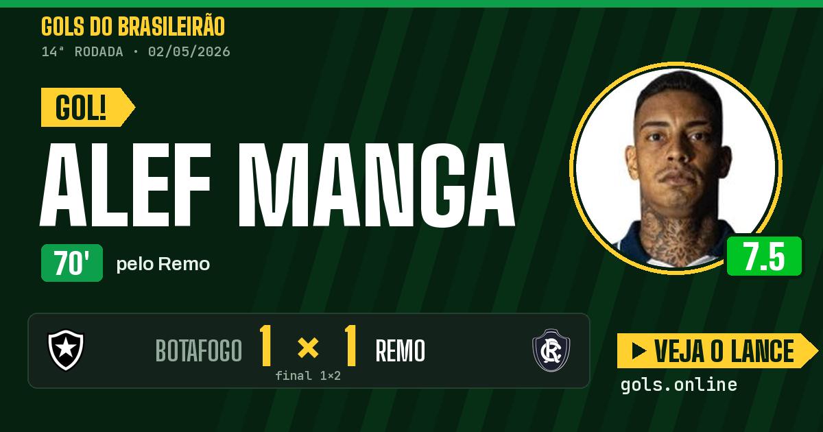Gol de Alef Manga aos 70 minutos em Botafogo 1 x 2 Remo