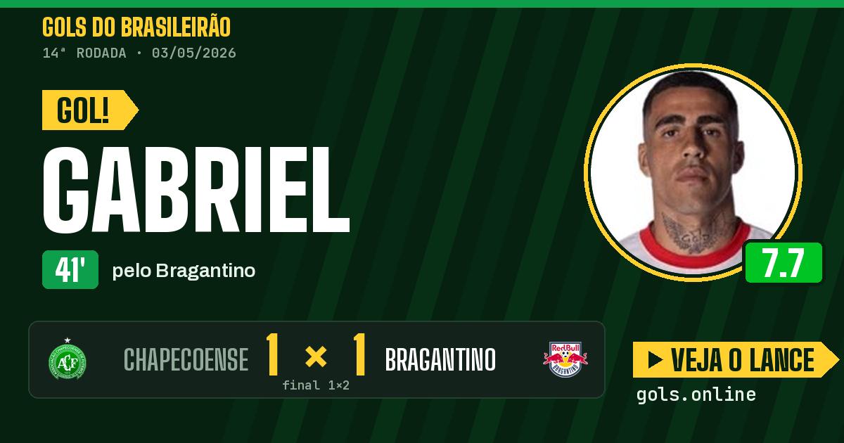 Gol de Gabriel aos 41 minutos em Chapecoense 1 x 2 Bragantino