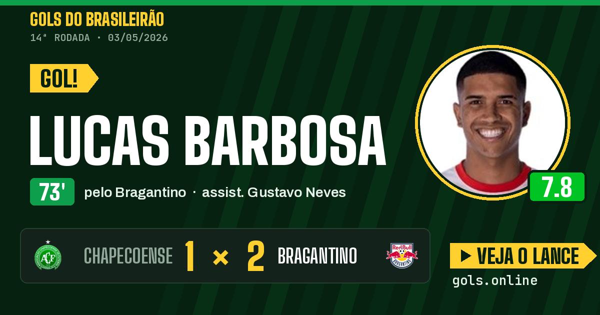 Gol de Lucas Barbosa aos 73 minutos em Chapecoense 1 x 2 Bragantino