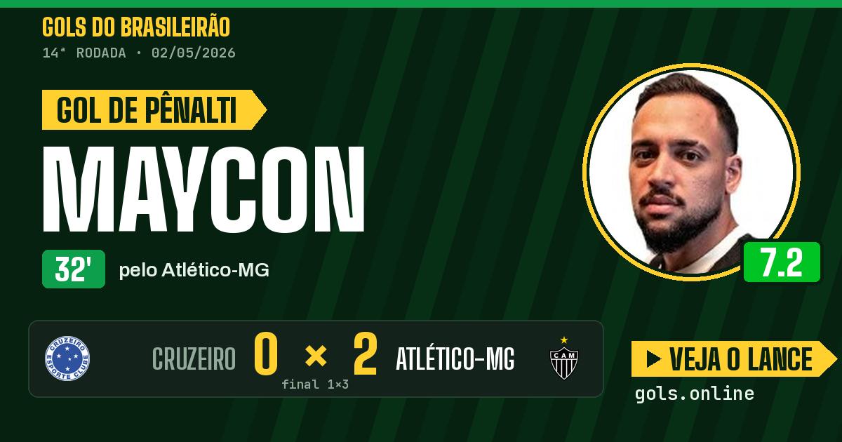 Gol de Maycon aos 32 minutos em Cruzeiro 1 x 3 Atlético-MG