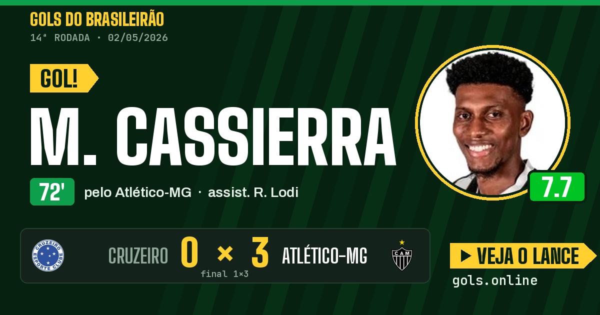 Gol de M. Cassierra aos 72 minutos em Cruzeiro 1 x 3 Atlético-MG