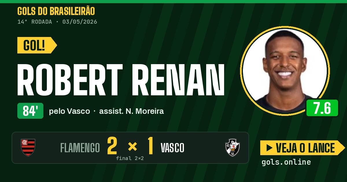 Gol de Robert Renan aos 84 minutos em Flamengo 2 x 2 Vasco