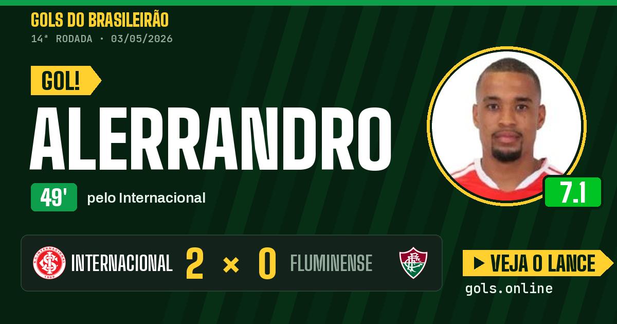 Gol de Alerrandro aos 49 minutos em Internacional 2 x 0 Fluminense