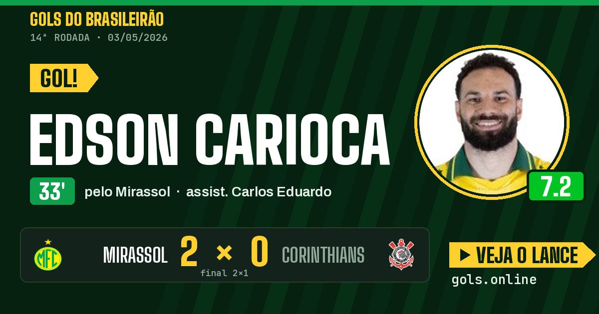 Gol de Edson Carioca aos 33 minutos em Mirassol 2 x 1 Corinthians