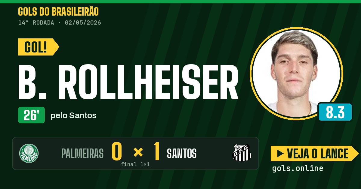 Gol de B. Rollheiser aos 26 minutos em Palmeiras 1 x 1 Santos