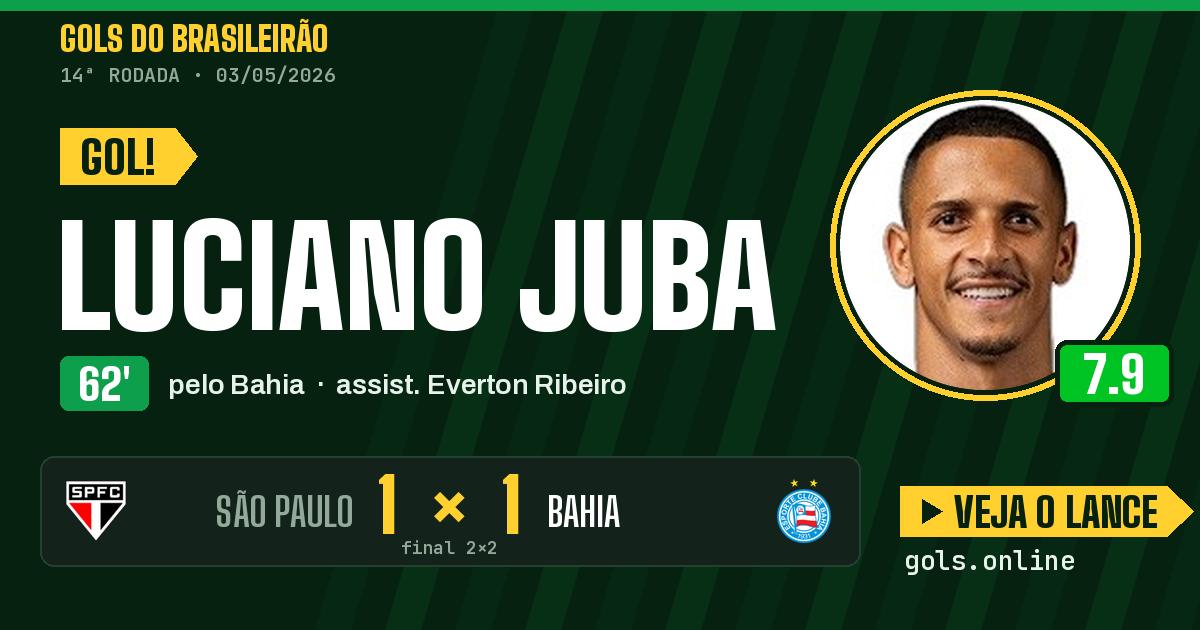 Gol de Luciano Juba aos 62 minutos em São Paulo 2 x 2 Bahia