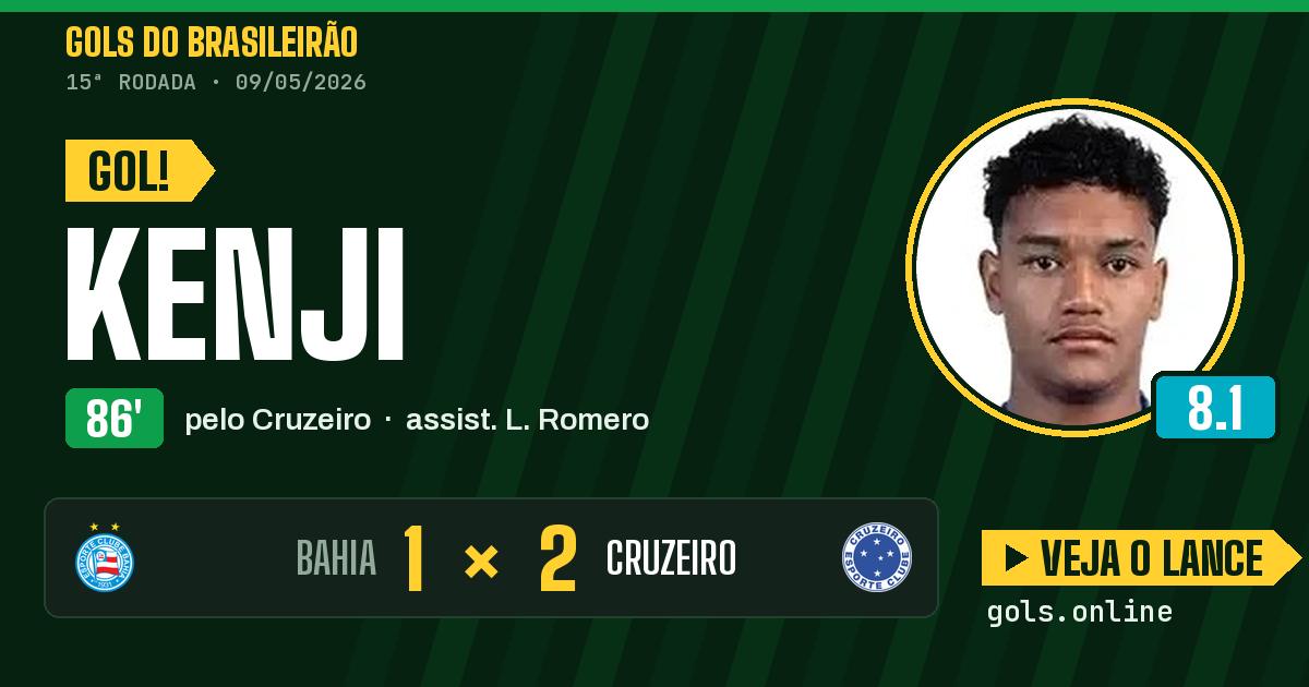 Gol de Kenji aos 86 minutos em Bahia 1 x 2 Cruzeiro