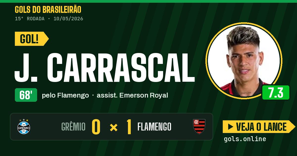 Gol de J. Carrascal aos 68 minutos em Grêmio 0 x 1 Flamengo