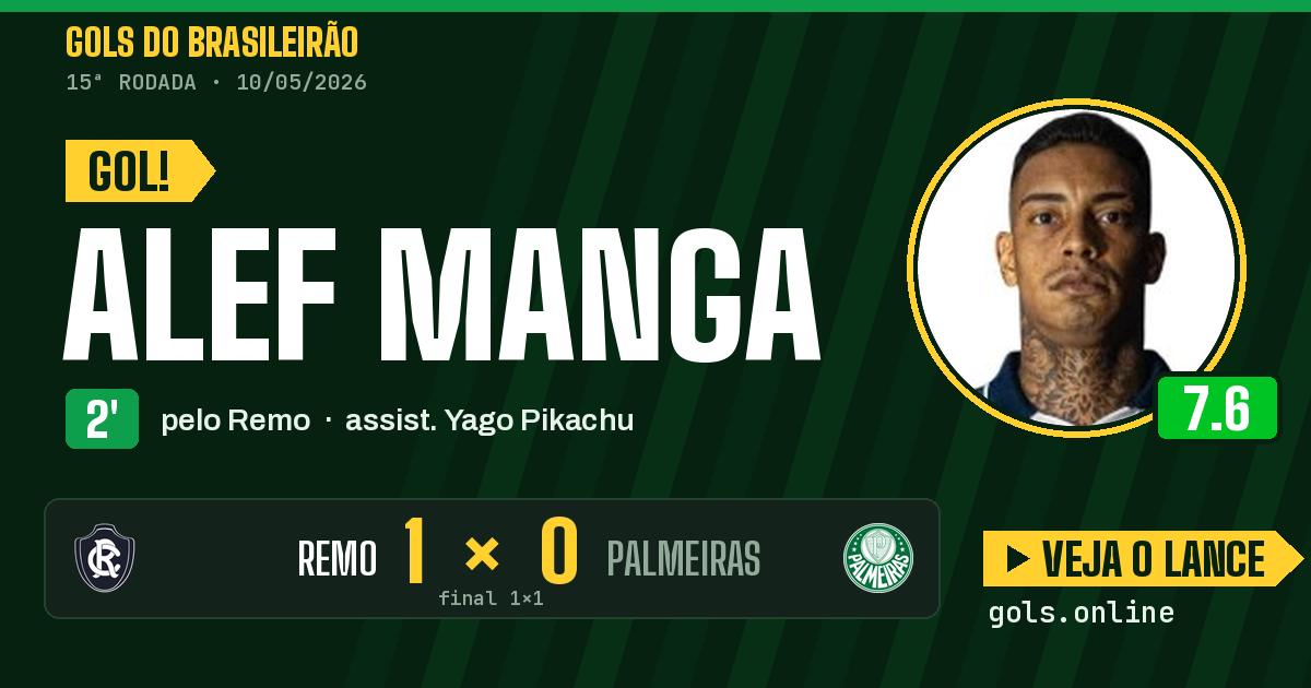 Gol de Alef Manga aos 2 minutos em Remo 1 x 1 Palmeiras
