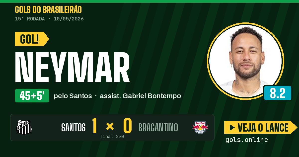 Gol de Neymar aos 45+5 minutos em Santos 2 x 0 Bragantino
