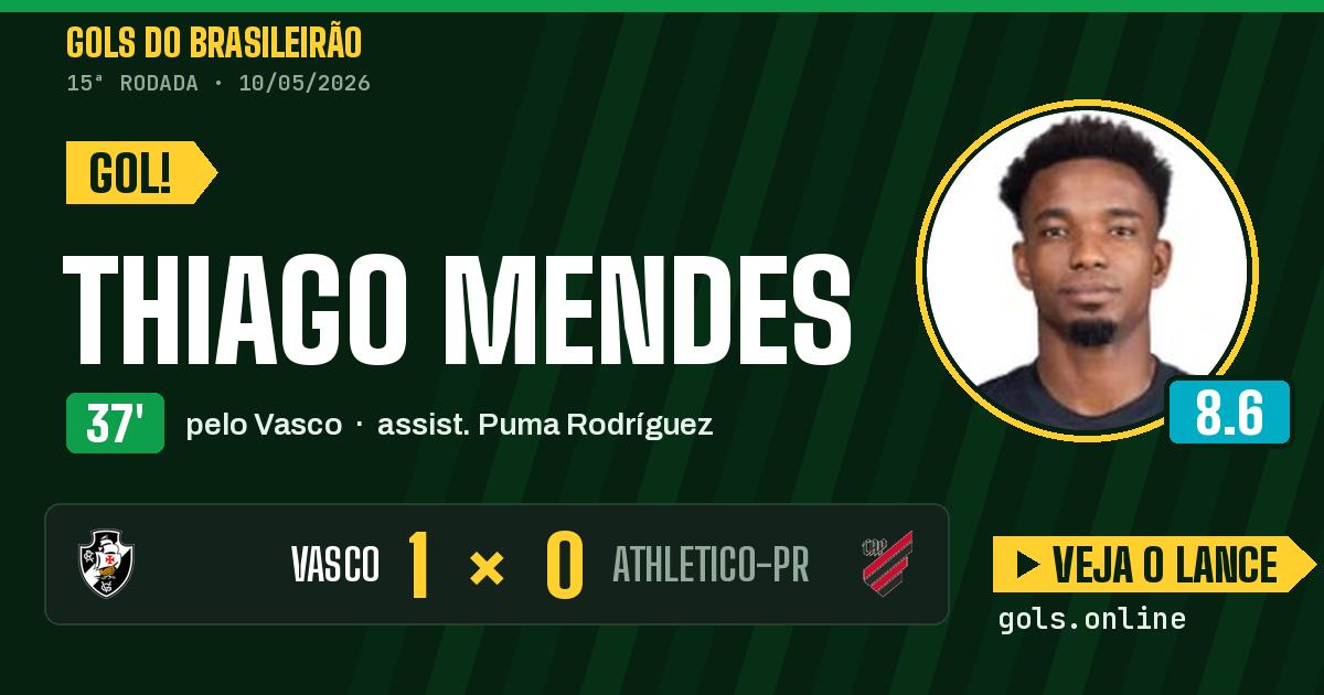 Gol de Thiago Mendes aos 37 minutos em Vasco 1 x 0 Athletico-PR