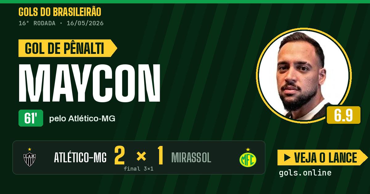 Gol de Maycon aos 61 minutos em Atlético-MG 3 x 1 Mirassol