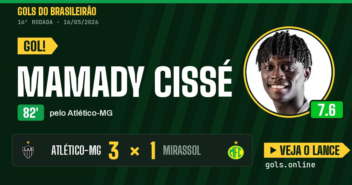 Gol de Mamady Cissé aos 82 minutos em Atlético-MG 3 x 1 Mirassol