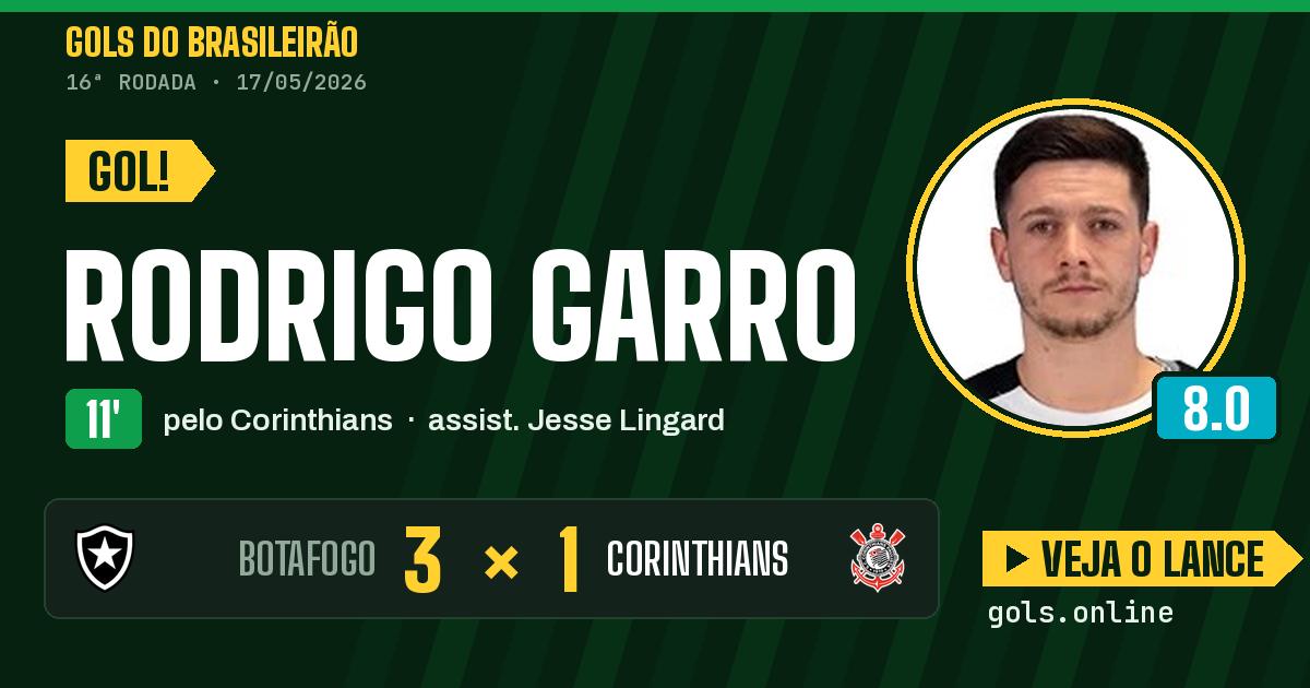 Gol de Rodrigo Garro aos 11 minutos em Botafogo 3 x 1 Corinthians