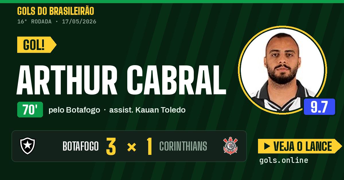 Gol de Arthur Cabral aos 70 minutos em Botafogo 3 x 1 Corinthians