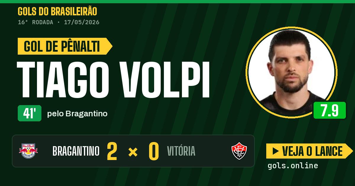 Gol de Tiago Volpi aos 41 minutos em Bragantino 2 x 0 Vitória