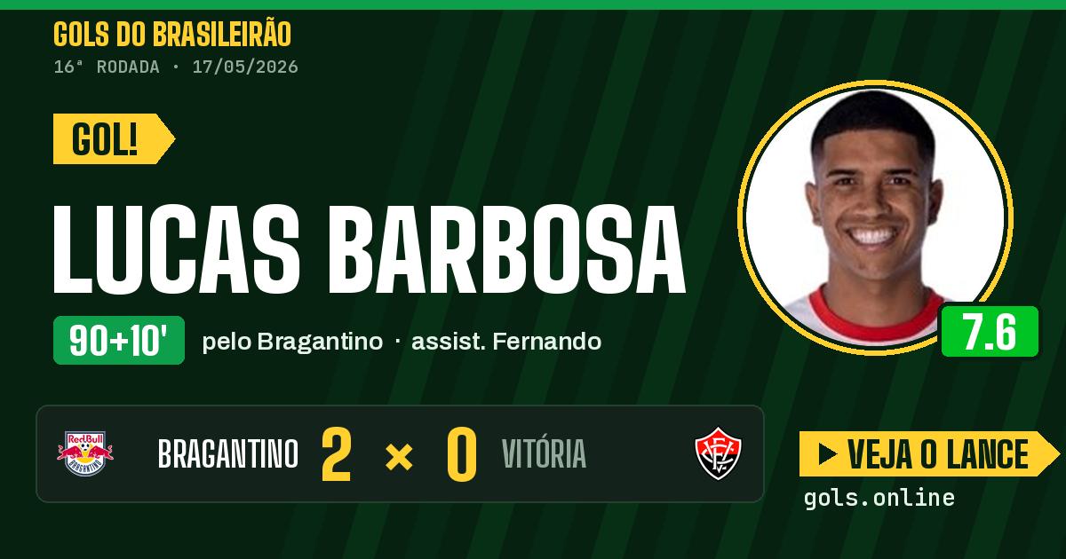 Gol de Lucas Barbosa aos 90+10 minutos em Bragantino 2 x 0 Vitória