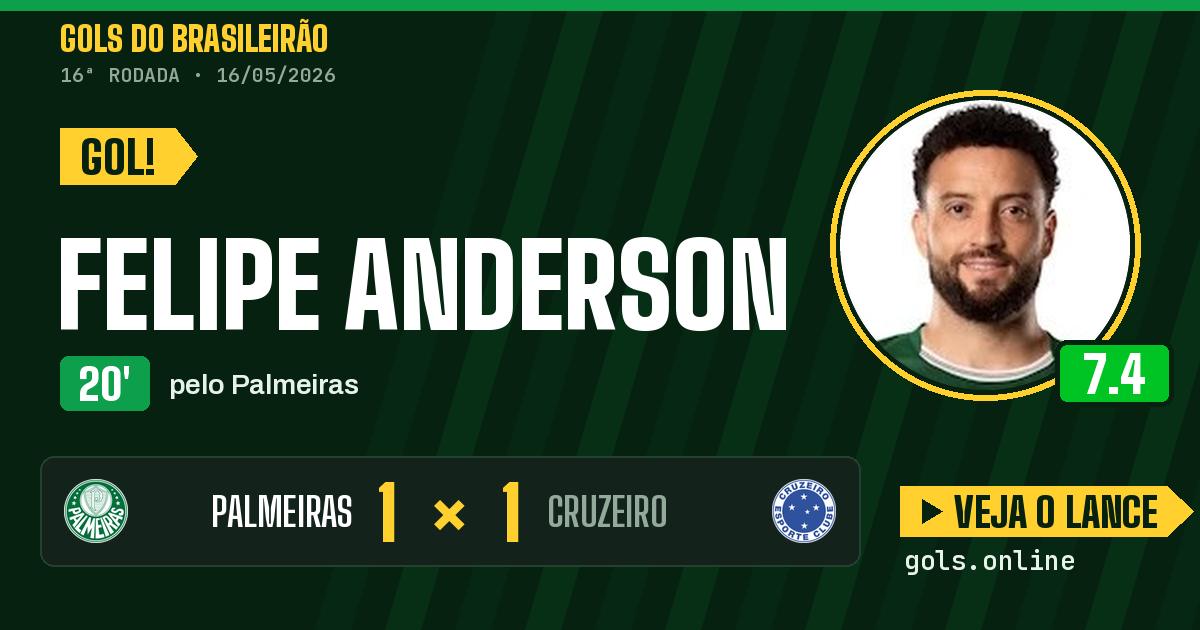 Gol de Felipe Anderson aos 20 minutos em Palmeiras 1 x 1 Cruzeiro