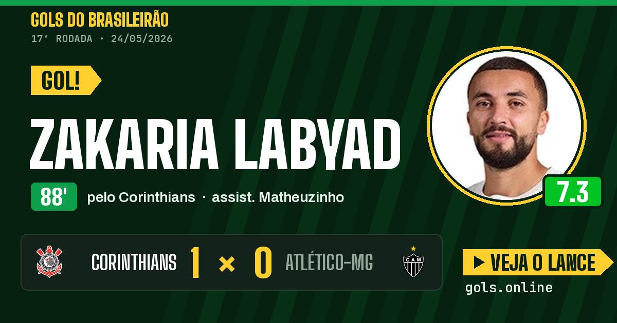 Gol de Zakaria Labyad aos 88 minutos em Corinthians 1 x 0 Atlético-MG