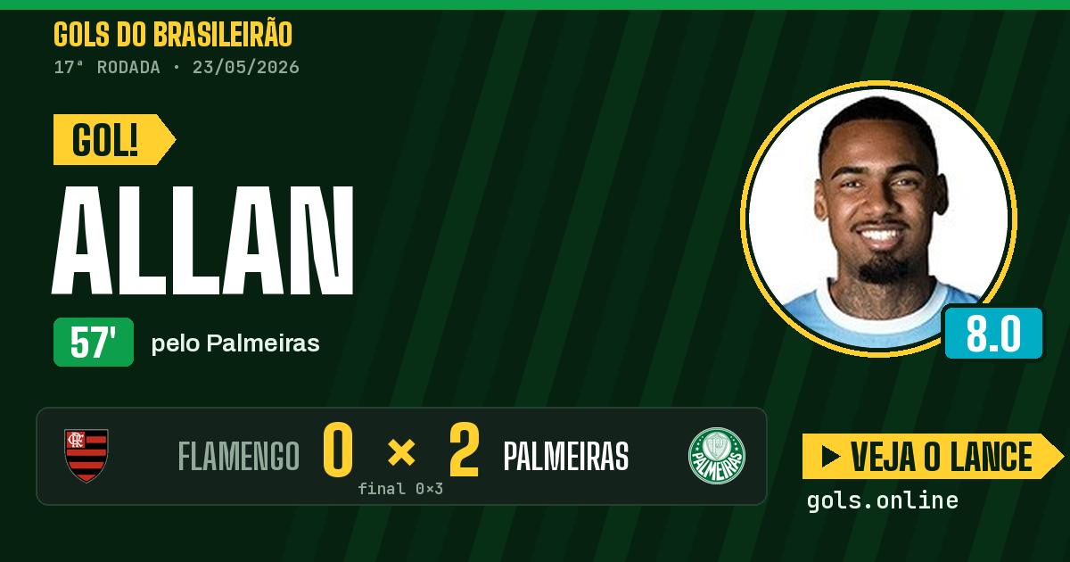 Gol de Allan aos 57 minutos em Flamengo 0 x 3 Palmeiras