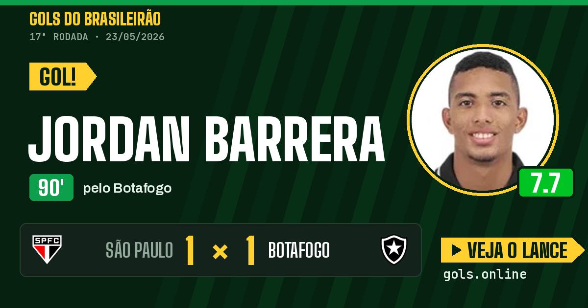 Gol de Jordan Barrera aos 90 minutos em São Paulo 1 x 1 Botafogo