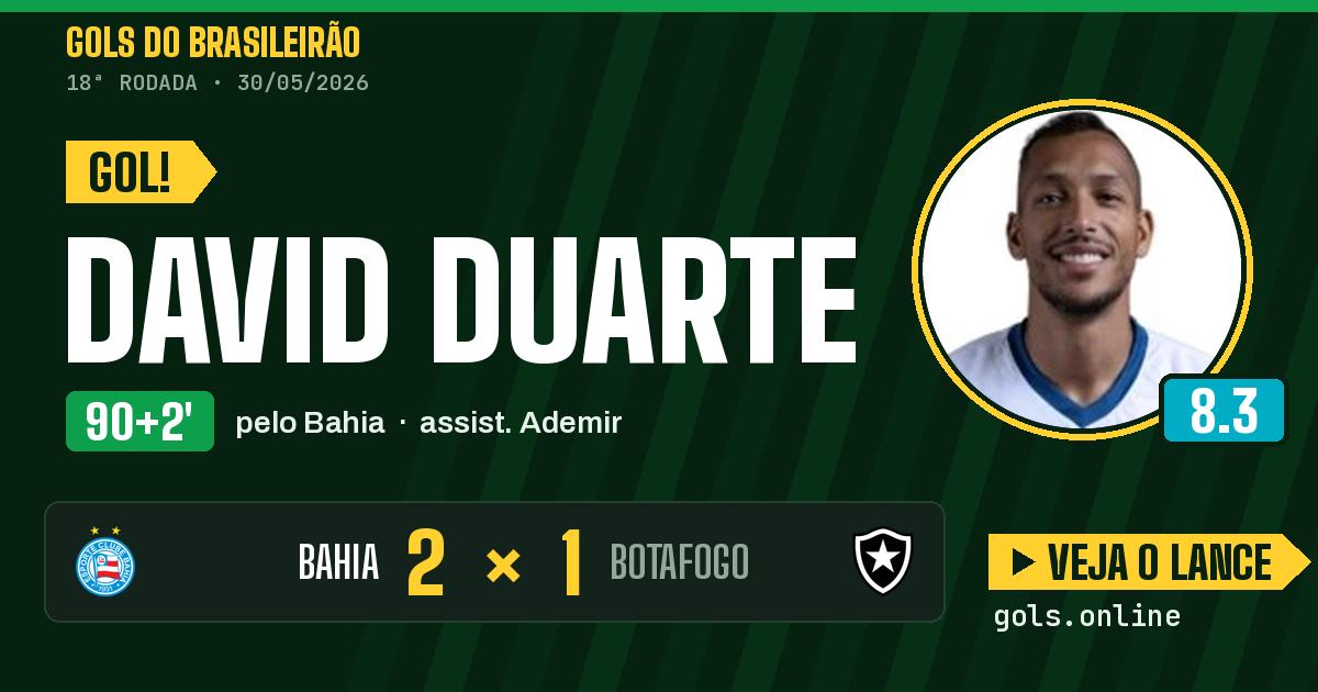 Gol de David Duarte aos 90+2 minutos em Bahia 2 x 1 Botafogo