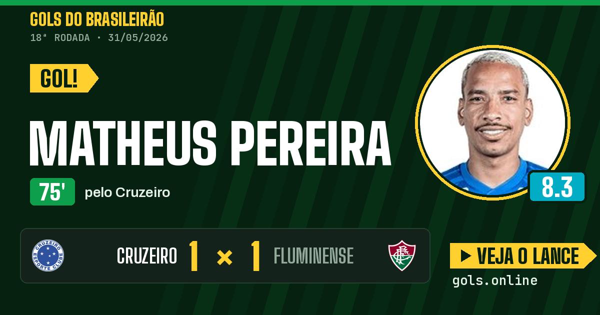 Gol de Matheus Pereira aos 75 minutos em Cruzeiro 1 x 1 Fluminense