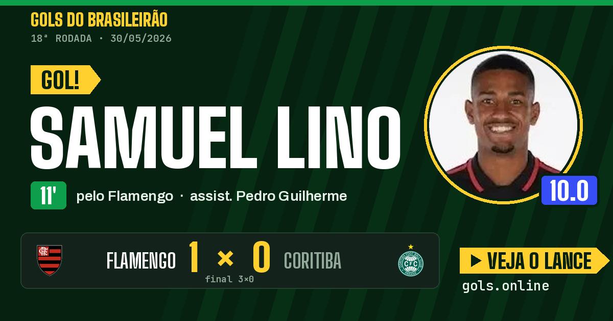 Gol de Samuel Lino aos 11 minutos em Flamengo 3 x 0 Coritiba