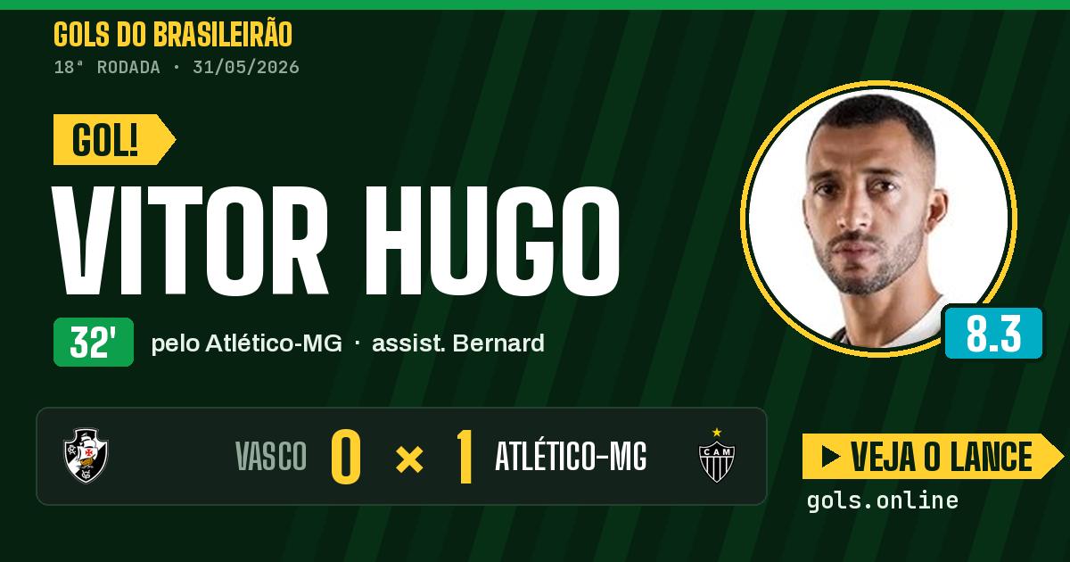 Gol de Vitor Hugo aos 32 minutos em Vasco 0 x 1 Atlético-MG