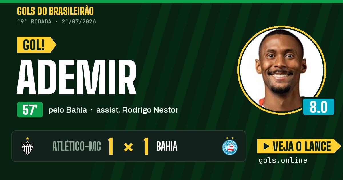 Gol de Ademir aos 57 minutos em Atlético-MG 1 x 1 Bahia