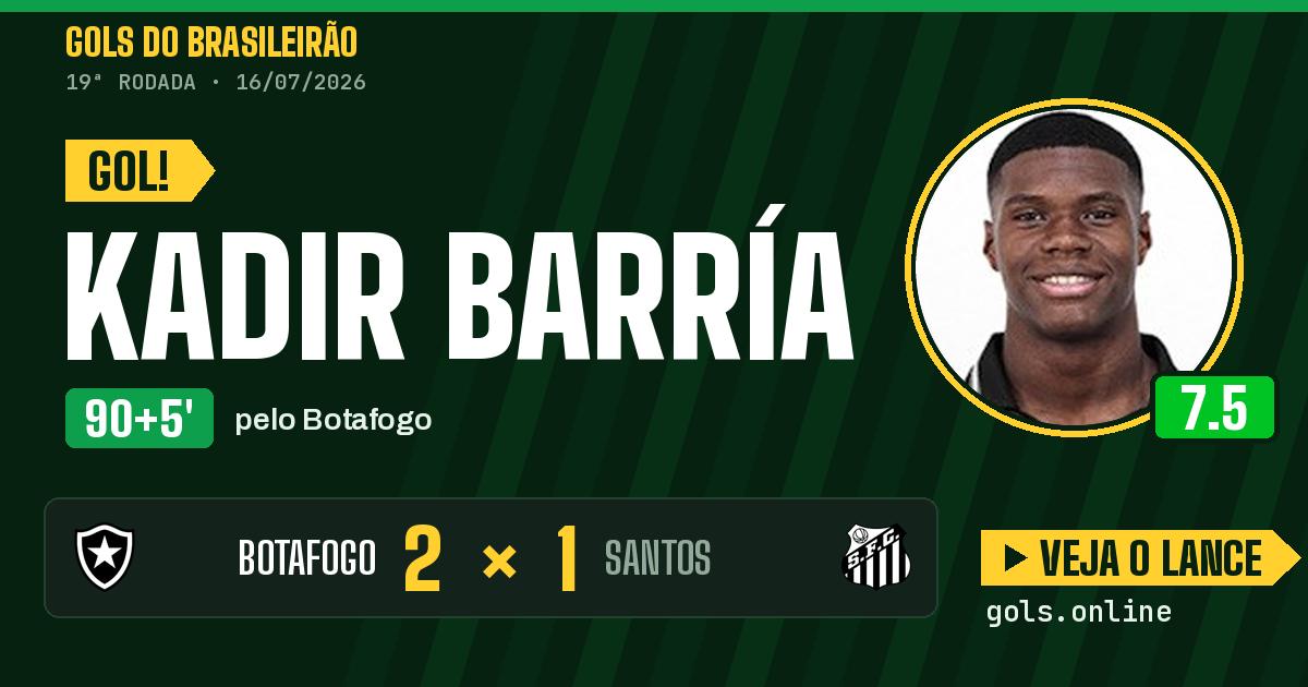 Gol de Kadir Barría aos 90+5 minutos em Botafogo 2 x 1 Santos