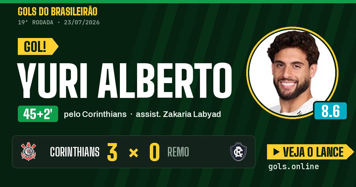 Gol de Yuri Alberto aos 45+2 minutos em Corinthians 3 x 0 Remo