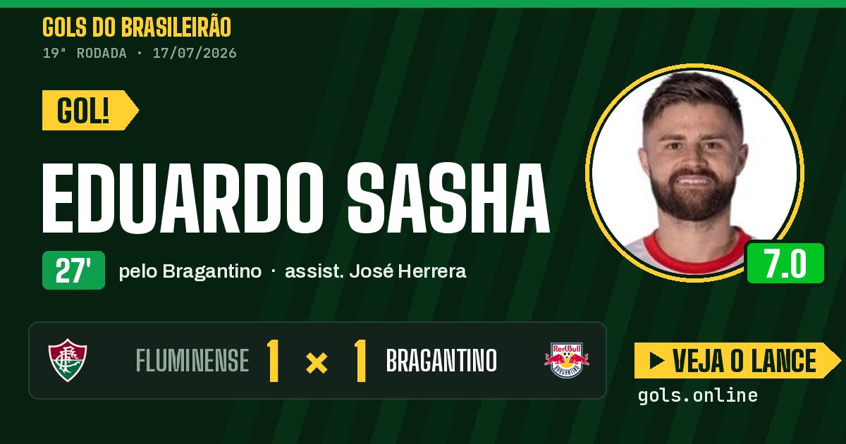Gol de Eduardo Sasha aos 27 minutos em Fluminense 1 x 1 Bragantino