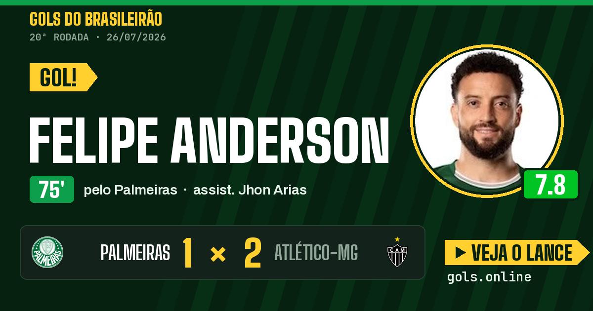 Gol de Felipe Anderson aos 75 minutos em Palmeiras 1 x 2 Atlético-MG