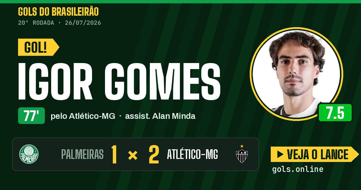 Gol de Igor Gomes aos 77 minutos em Palmeiras 1 x 2 Atlético-MG
